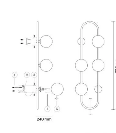 Vesta 579 ZIDNA LAMPA 4*G9 CRNA 201778 - 1