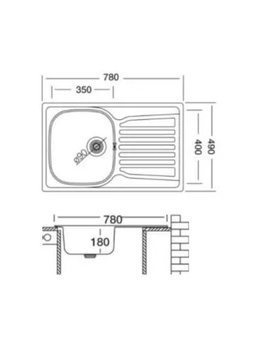 Ugradna sudopera Livinox EX 163 inox ø90 78x49cm - 0