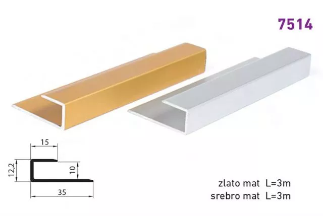 LAJSNA ZAVRŠNA U-PROFIL 7514 - zlato - 0