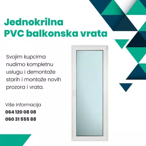 Jednokrilna PVC balkonska vrata Beoline Standard 700 mm x 2100 mm - 0