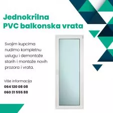 Jednokrilna PVC balkonska vrata Beoline Standard 700 mm x 2100 mm - 0