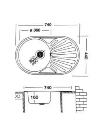 Ugradna sudopera Livinox EC 165 Dekor inox ø90 74x44cm - 0