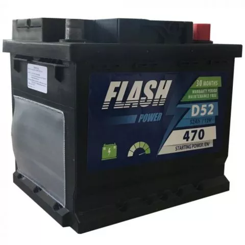 Akumulator FLASH POWER 12V 52Ah 470A desno+ - 0