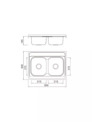 Nasadna sudopera Boloco BL 835 inox ø60 80x60cm - 1