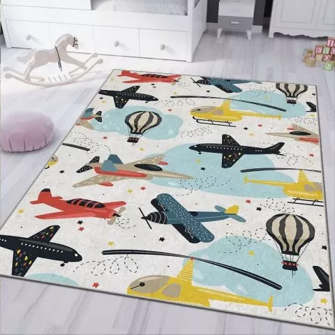 Tepih za decu sa gumenom podlogom 120x180cm – Avioni - 0