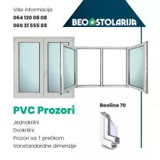 Dvokrilni PVC prozor sa "T" prečkom Beostandard 1800 mm x 1200 mm - 0