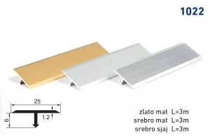 LAJSNA PRELAZNA T-PROFIL 1022 - SREBRO MAT - 0