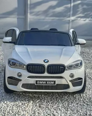 Džip BMW X6M dvosed na akumulator 2X120W sa kožnim sedištem i mekim gumama – beli - 0