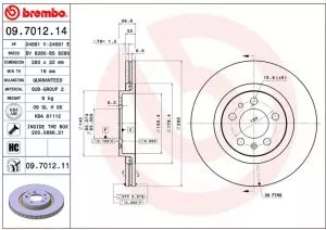 Prednji ventilirajući disk AUDI A3 SEAT LEON TOLEDO ŠKODA OCTAVIA 2 22X280 BREMBO   - 0