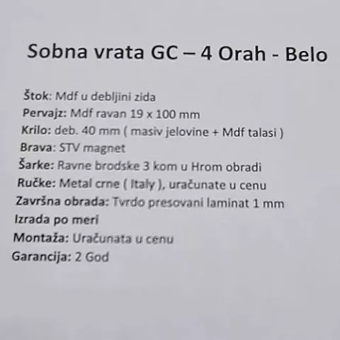 Sobna vrata GC - 4 Orah - Belo - 2