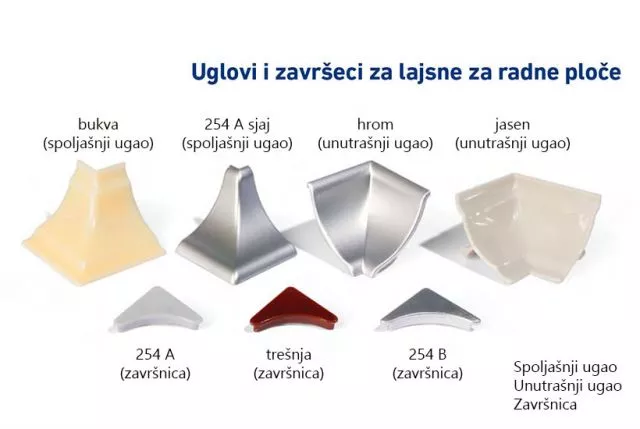 LAJSNE ZA RADNE PLOČE UGLOVI I ZAVRŠNICE - 254A SJAJ - 0