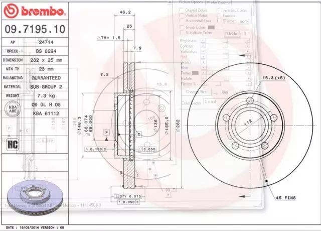 Disk ventilirajući prednji VW PASAT B5 25X282 1997-2000 BREMBO  - 0