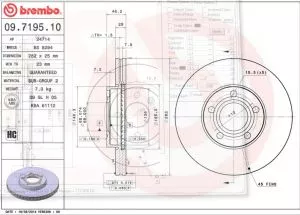 Disk ventilirajući prednji VW PASAT B5 25X282 1997-2000 BREMBO  - 0