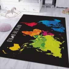 Tepih za decu sa gumenom podlogom 120x180cm – Karta sveta, crni TG-102 - 0