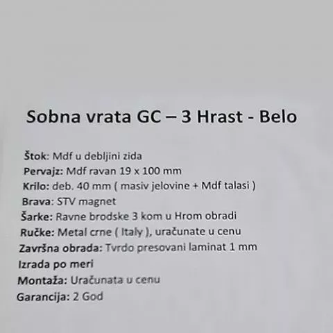 Sobna vrata - GC - 3 Hrast - Belo - 1