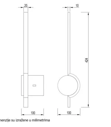 Vesta 534 ZIDNA SVETILJKA 9W 3000/4500/6000K TAMNO DRVO/CRNA 201724 - 1