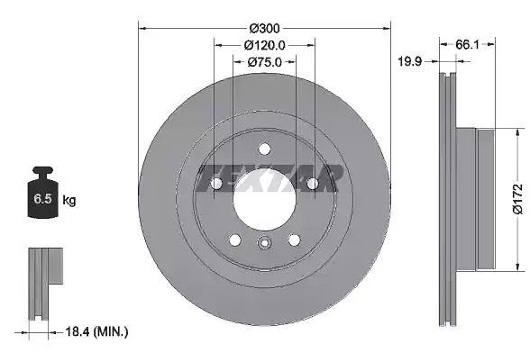 Disk zadnji ventilirajući BMW E81 E90 TEXTAR   - 0