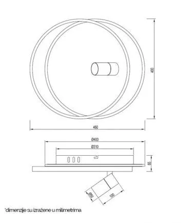 VESTA 482 PLAFONSKA SVETILJKA 36W+5W 3000K CRNA 201405 - 1