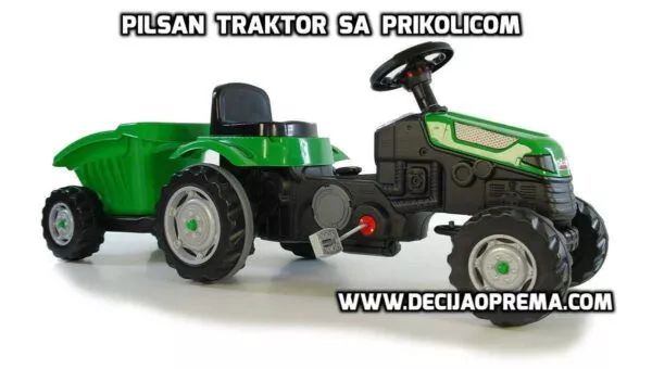 Traktor na pedale Pilsan sa prikolicom Zeleni - 0