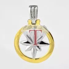 Kompas kao privezak u belom i žutom zlatu 02 - 0