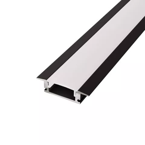 Aluminijumski profil za LED trake sa difuzorom – ugradni crni - 0