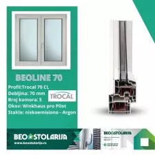 Dvokrilni PVC prozor sa lažnom prečkom Beoline 70 1800 mm x 1400 mm - 0