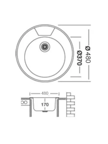 Ugradna sudopera Livinox EC 145 Dekor inox ø90 48cm - 1