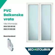 Dvokrilna PVC balkonska vrata Beoline Standard 1400 mm x 2100 mm - 0