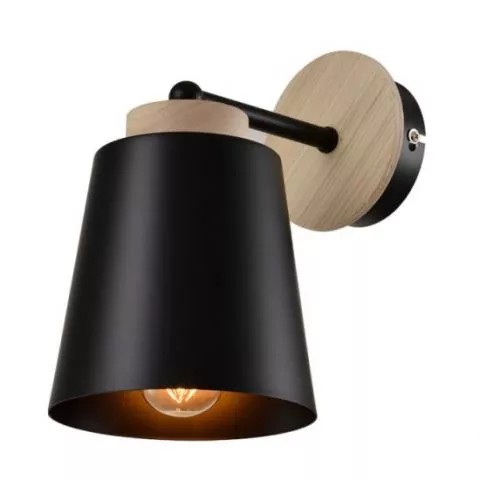 VESTA 425 ZIDNA LAMPA 1*E27 CRNA/DRVO 201137 - 0