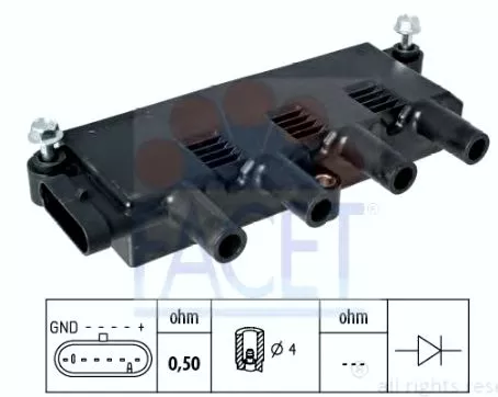 Bobina FIAT LANCIA ALFA ROMEO FORD 1.2-1.4 2005- FACET - 0