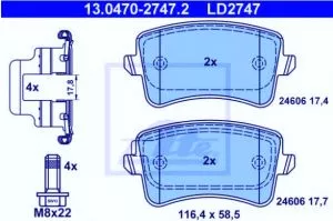 Kočione pločice zadnje Audi A4 A5 Q5 2008- Ate   - 0