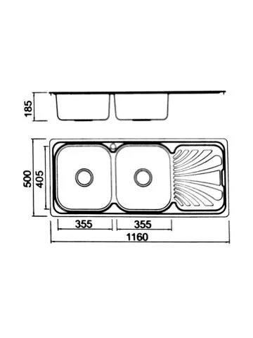 Ugradna sudopera Boloco BL 895 inox ø90 116x50cm - 0