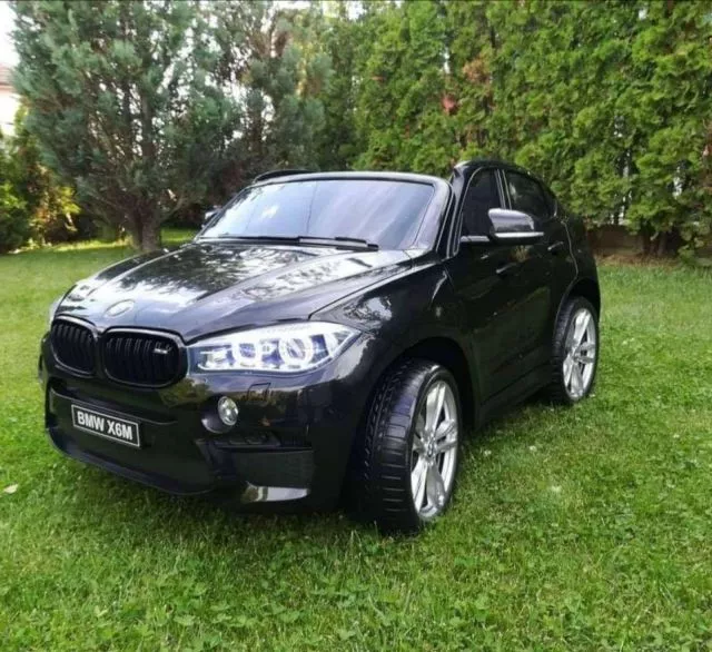 Džip BMW X6M dvosed na akumulator 2X120W sa kožnim sedištem i mekim gumama – crni - 1