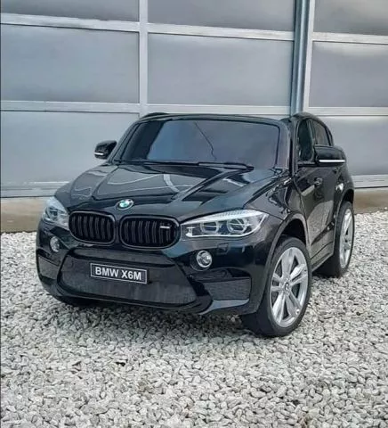 Džip BMW X6M dvosed na akumulator 2X120W sa kožnim sedištem i mekim gumama – crni - 0