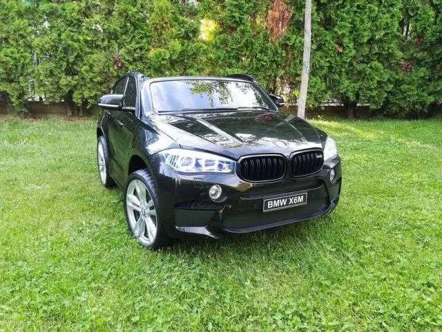 Džip BMW X6M dvosed na akumulator 2X120W sa kožnim sedištem i mekim gumama – crni - 0