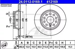 Disk zadnji PASAT-GOLF 2003-2014 12x286 mm ATE   - 0