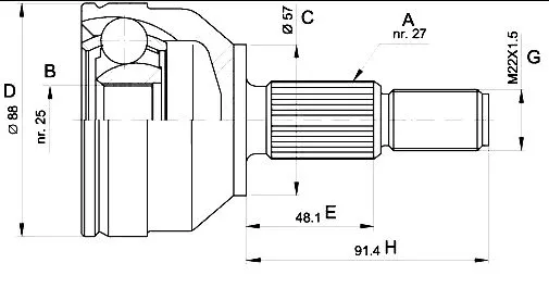 Homokinetički zglob  FORD MONDEO -ABS 1993-2000  - 0