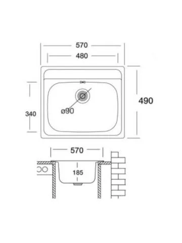 Ugradna sudopera Livinox EX 327 Dekor inox ø90 57x49cm - 1