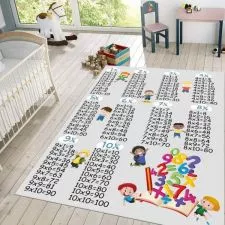 Tepih za decu na gumenoj podlozi 120x180cm – Times Tables sivi - 0