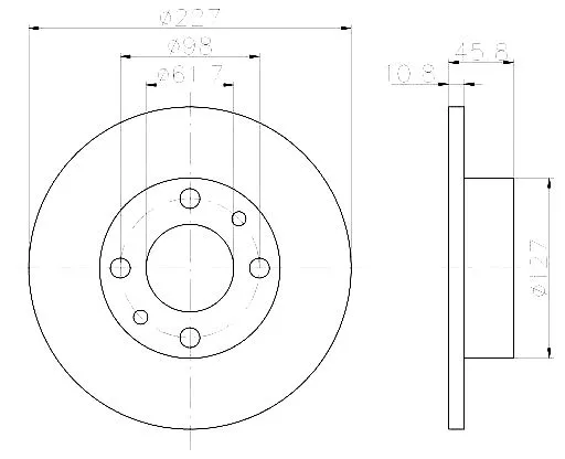 Prednji disk kočnice 10.8 X 227 ZASTAVA    - 0