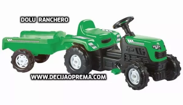 Traktor na pedale Dolu Ranchero sa prikolicom Zeleni - 0