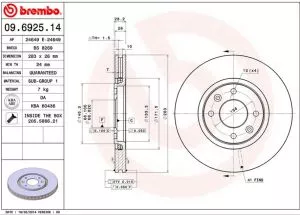 Disk ventilirajući prednji CITROEN XANTIA 1995-2003 283x26 BREMBO - 0