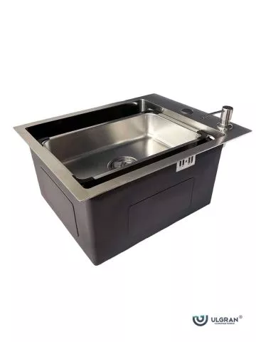 Inox sudopera HD4050 Hrom Ulgran sa dozerom za deterdžent i korpicom 40x50cm - 1