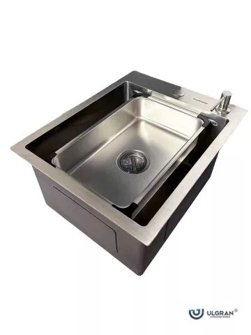 Inox sudopera HD4050 Hrom Ulgran sa dozerom za deterdžent i korpicom 40x50cm - 2