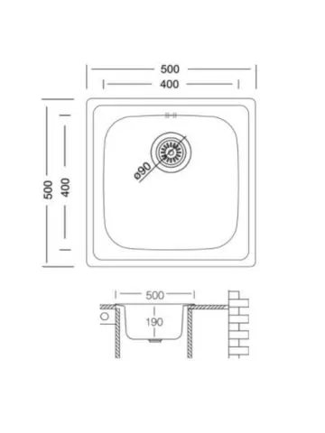 Ugradna sudopera Livinox EX 177 inox ø90 50x50cm - 0