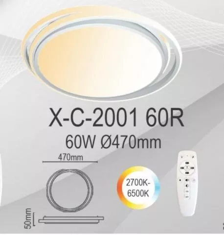 Led plafonjera X-C-2001 60R+DALJINSKI WH - 0