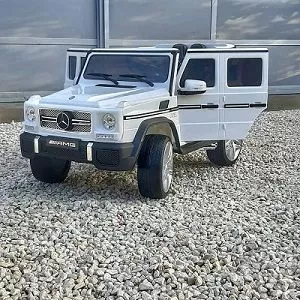 Dečiji licencirani auto Mercedes G63 MAX na akumulator sa kožnim sedištem i mekim gumama – beli - 0