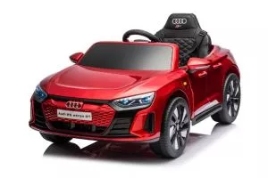 Dečiji auto licencirani Audi E-tron GT sa kožnim sedištem i mekim gumama – crveni - 0