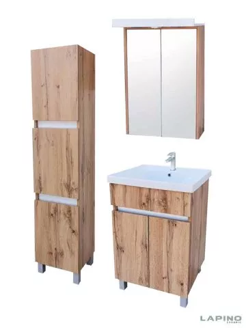 KOMPLET Bijana – Lavabo sa ormarićem + Ogledalo sa ormarićem 55cm + Vertikala 35×150 - 0