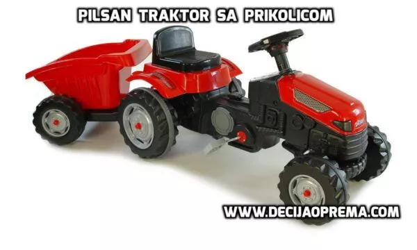 Traktor na pedale Pilsan sa prikolicom Crveni - 0